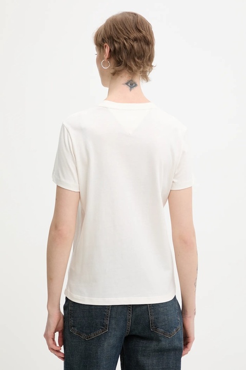 Tommy Jeans t-shirt bawełniany damski kolor beżowy DW0DW21965 - zdjęcie produktu nr 2