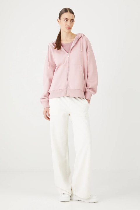 Medicine bluza damska kolor różowy z kapturem gładka - zdjęcie produktu nr 1