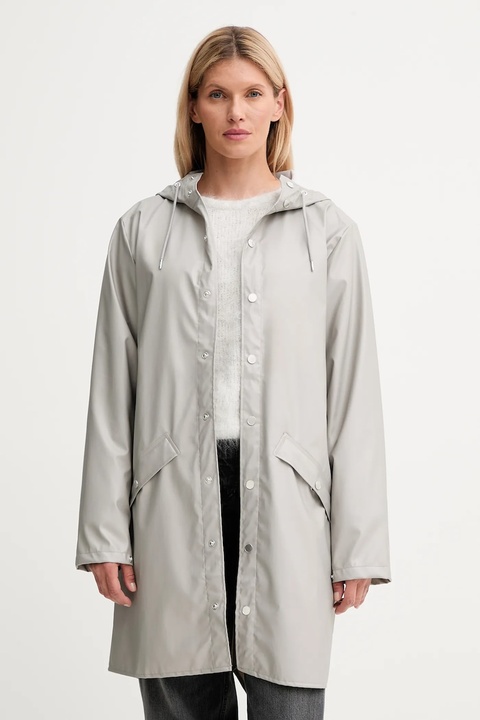 Rains kurtka 12020 Long Jacket kolor szary przejściowa 12020 - zdjęcie produktu nr 1