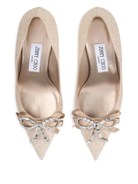 Jimmy Choo 70mm Auria crystal bow pumps - Gold - zdjęcie produktu nr 2