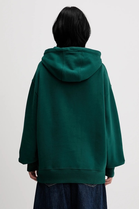 Tommy Jeans bluza bawełniana damska kolor zielony z kapturem z aplikacją DN0DN00099 - zdjęcie produktu nr 2