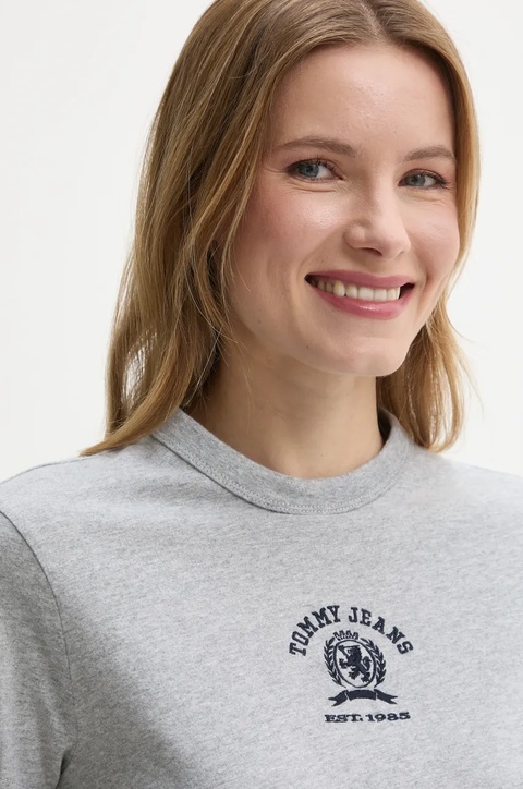 Tommy Jeans t-shirt bawełniany damski kolor szary DW0DW20317 - zdjęcie produktu nr 2