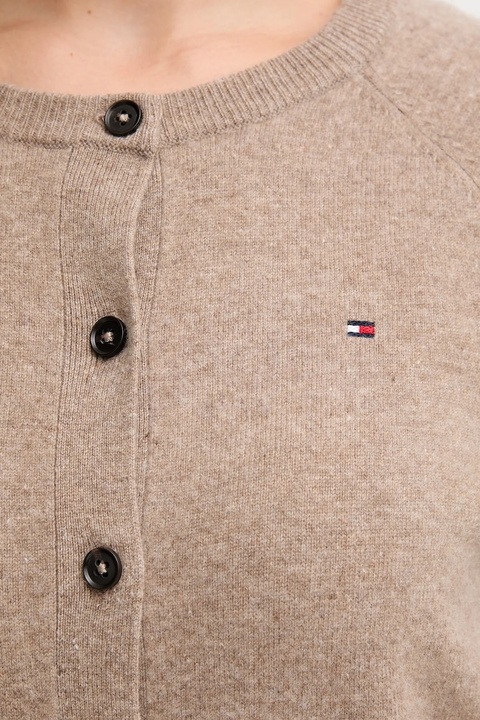 Tommy Hilfiger kardigan wełniany damski kolor brązowy lekki WW0WW47469 - zdjęcie produktu nr 1
