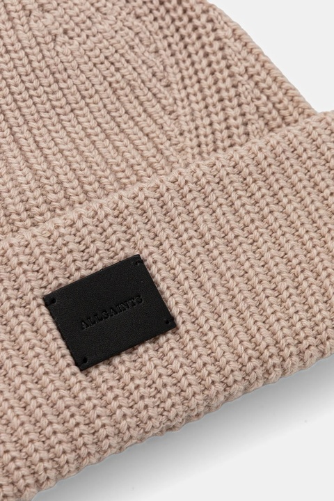 AllSaints czapka z dodatkiem wełny kolor beżowy 29AS101343 - zdjęcie produktu nr 2