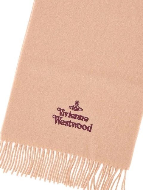 Vivienne Westwood fringed logo-embroidered scarf - Neutrals - zdjęcie produktu nr 2