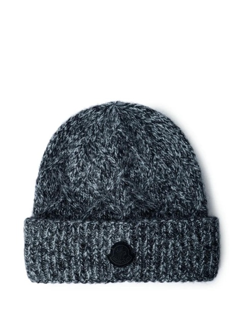 Moncler logo motif beanie hat - Grey - zdjęcie produktu nr 1