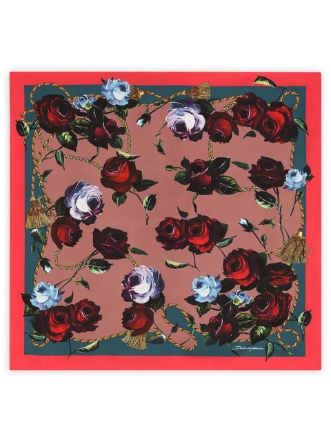 Dolce & Gabbana floral-print silk scarf - Red - zdjęcie produktu nr 1