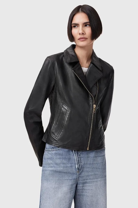 AllSaints kurtka skórzana VELA kolor czarny przejściowa W089LB - zdjęcie produktu nr 1