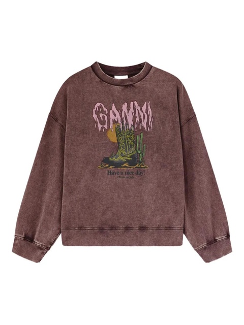 GANNI graphic-print sweatshirt - Brown - zdjęcie produktu nr 1