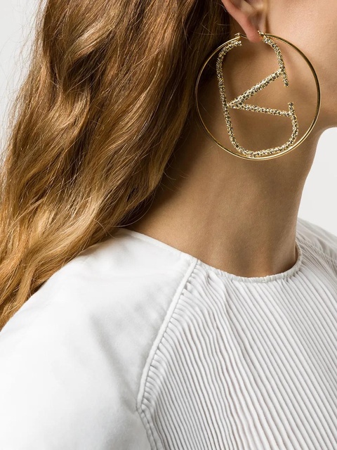 Valentino Garavani VLogo Signature crystal-embellished hoop earrings - Gold - zdjęcie produktu nr 2