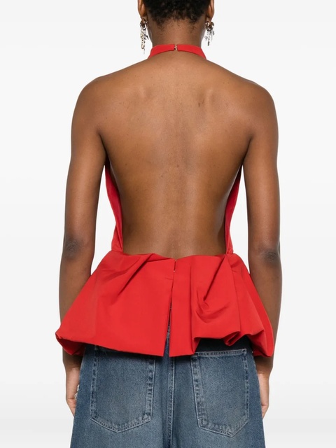 Magda Butrym halterneck peplum top - Red - zdjęcie produktu nr 2
