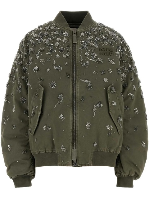 Miu Miu gabardine bomber jacket - Green - zdjęcie produktu nr 1