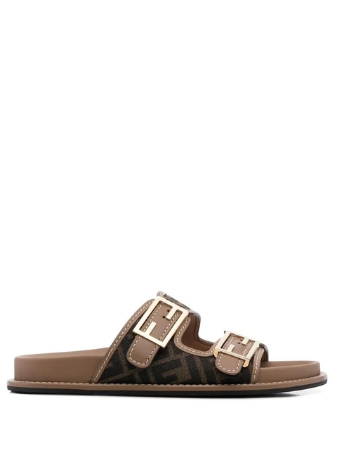 FENDI logo-print leather sandals - Green - zdjęcie produktu nr 1