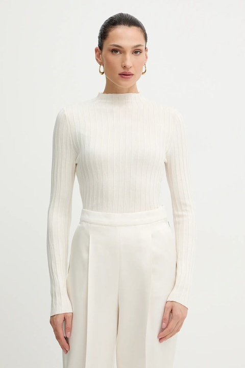 Morgan sweter damski kolor beżowy lekki z półgolfem MROYA - zdjęcie produktu nr 1