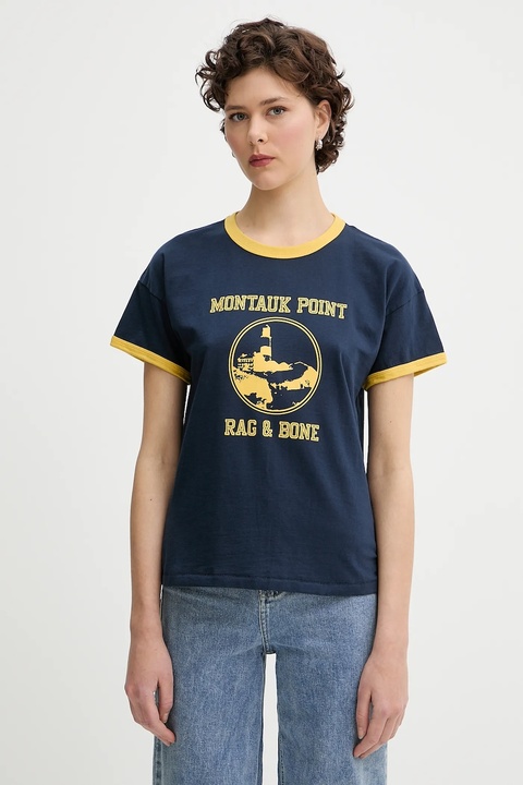Rag & Bone t-shirt bawełniany damski kolor granatowy WCC25PT023MI24 - zdjęcie produktu nr 1
