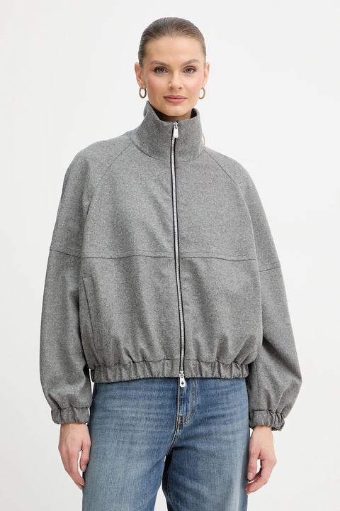 Pinko kurtka z dodatkiem wełny kolor szary przejściowa 106046 A2ZU - zdjęcie produktu nr 1