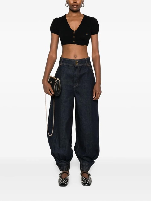 Vivienne Westwood Ida puff-sleeve cropped cardigan - Black - zdjęcie produktu nr 2