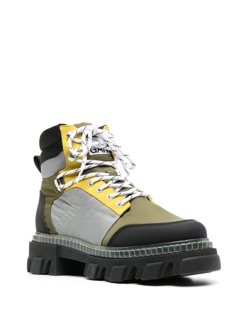 GANNI Cleated lace-up hiking boots - Green - zdjęcie produktu nr 2
