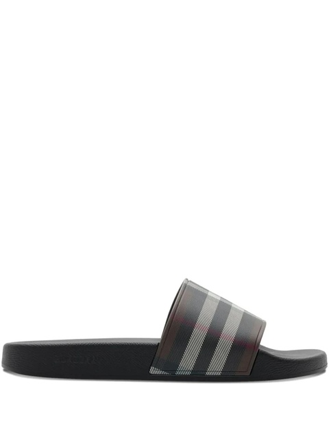 Burberry check-print flat slides - Brown - zdjęcie produktu nr 1