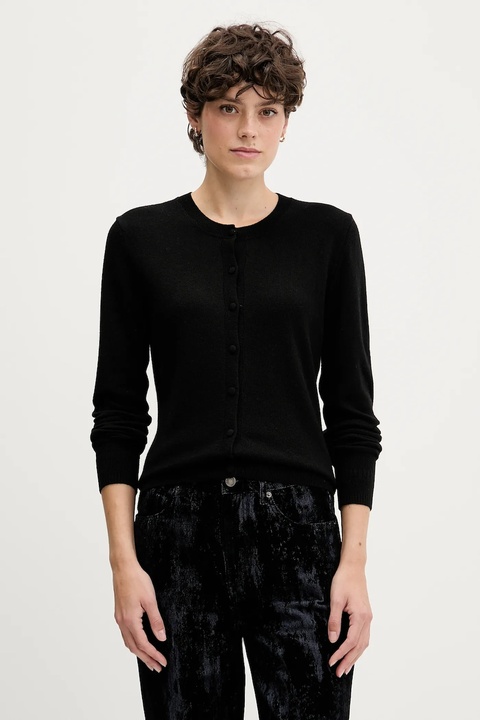 Sisley kardigan z domieszką wełny kolor czarny lekki 102HM5237 - zdjęcie produktu nr 1