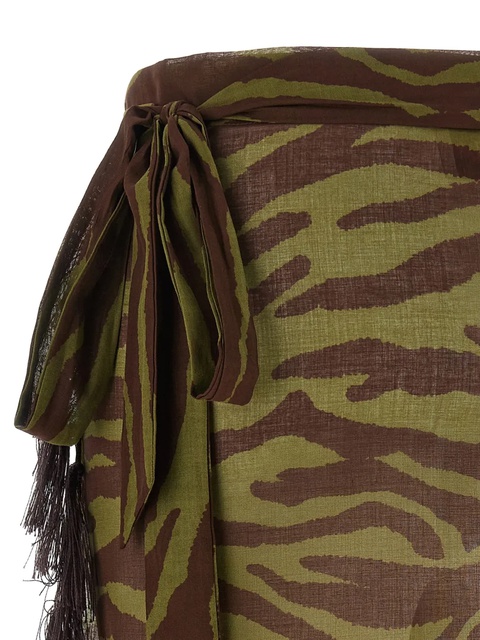 The Attico zebra print fringed sarong beach cover-up - Brown - zdjęcie produktu nr 2
