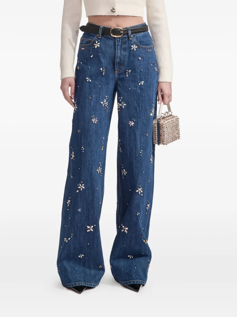Self-Portrait crystal-embellished jeans - Blue - zdjęcie produktu nr 2