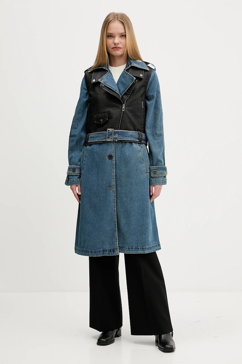 Desigual płaszcz jeansowy DENIMBIK kolor niebieski 25WWEW52 - zdjęcie produktu nr 1