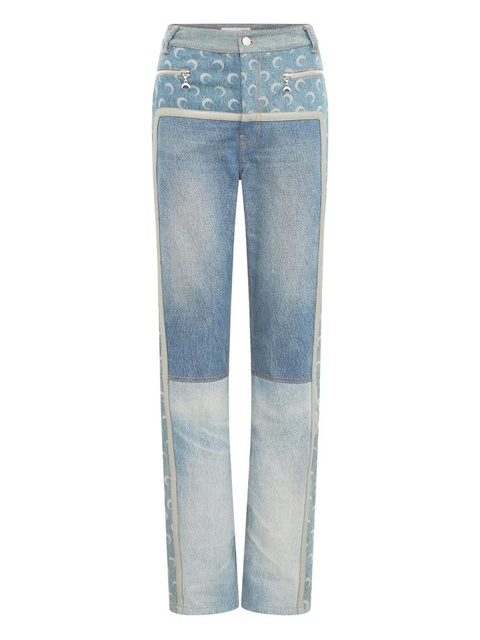 Marine Serre moon-print zip-fly jeans - Blue - zdjęcie produktu nr 1