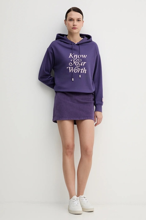 United Colors of Benetton spódnica sztruksowa kolor fioletowy mini prosta 41ULD005B - zdjęcie produktu nr 2