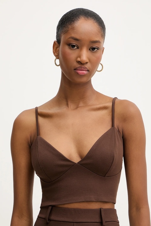 Haveone top damska kolor brązowy gładka RMI-P005 - zdjęcie produktu nr 2