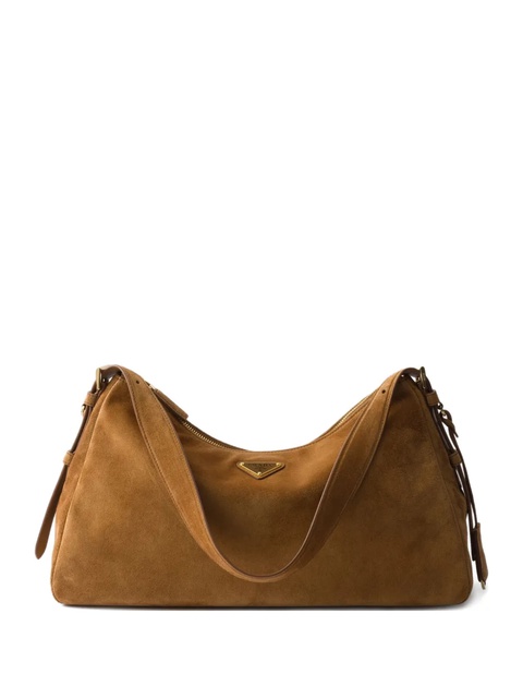 Prada large Aimèe zip-top suede tote bag - Brown - zdjęcie produktu nr 1