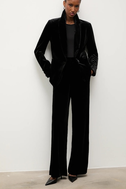 Answear.LAB spodnie welurowe damskie kolor czarny szerokie high waist - zdjęcie produktu nr 1