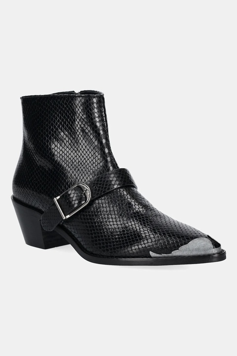 ZADIG&VOLTAIRE botki skórzane Tylow damskie kolor czarny na słupku SWCT02066 - zdjęcie produktu nr 1
