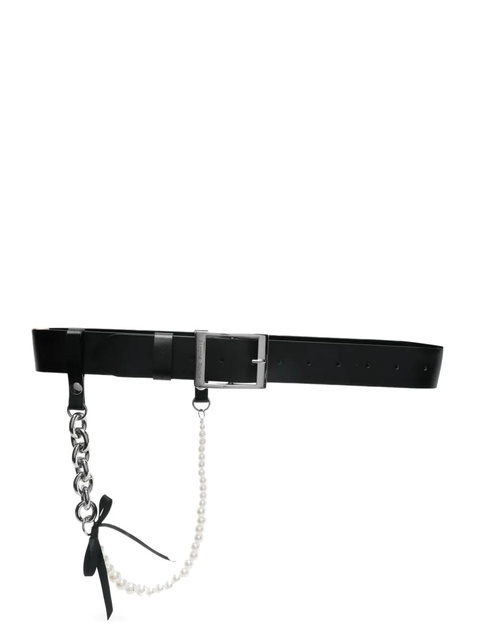 Simone Rocha chain-pearl embellished belt - Black - zdjęcie produktu nr 1