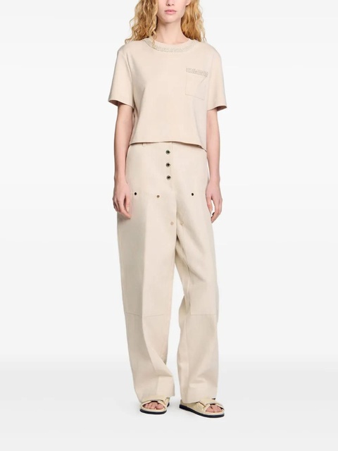 SANDRO organic cotton-blend t-shirt - Neutrals - zdjęcie produktu nr 2