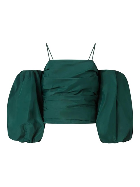 PINKO Pallottoliere gathered puff-sleeve top - Green - zdjęcie produktu nr 1