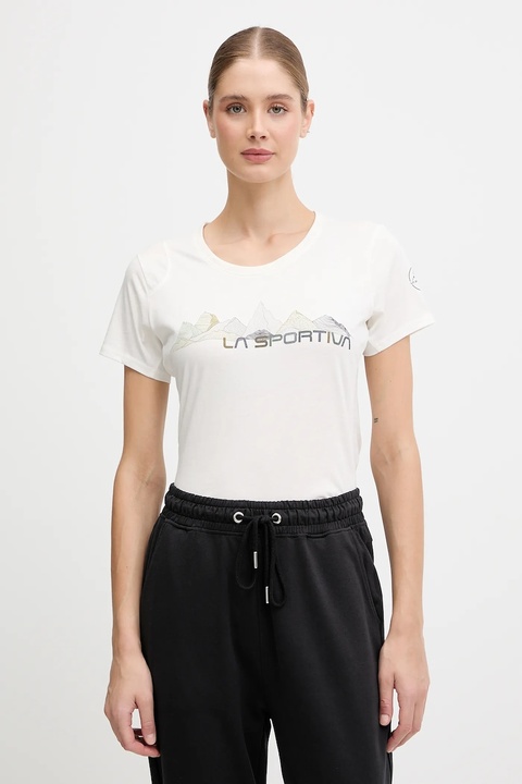 LA Sportiva t-shirt bawełniany Peaks damski kolor beżowy ZACT082 - zdjęcie produktu nr 1