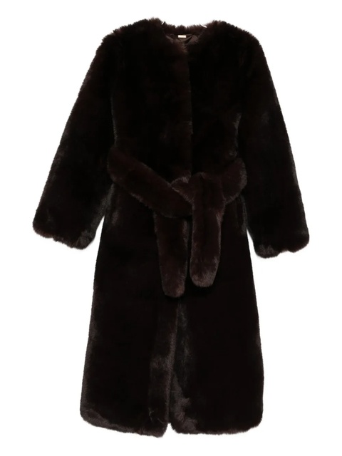 Cult Gaia belted faux-fur coat - Brown - zdjęcie produktu nr 1