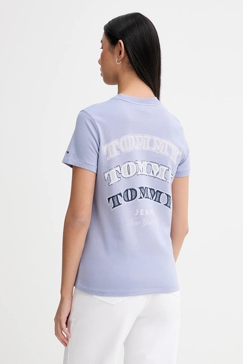 Tommy Jeans t-shirt bawełniany damski kolor fioletowy DW0DW22516 - zdjęcie produktu nr 2