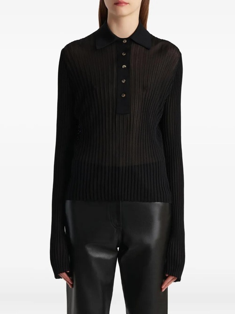 KHAITE long sleeve polo top - Black - zdjęcie produktu nr 2