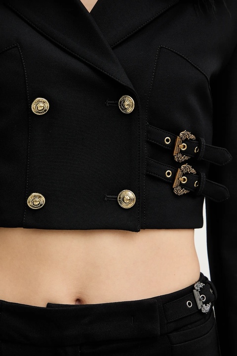 Versace Jeans Couture marynarka kolor czarny dwurzędowa gładka 79HAQ700 N0356 - zdjęcie produktu nr 2