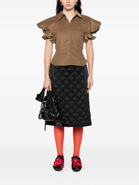 Vivienne Westwood ruffled-sleeve cotton top - Brown - zdjęcie produktu nr 1