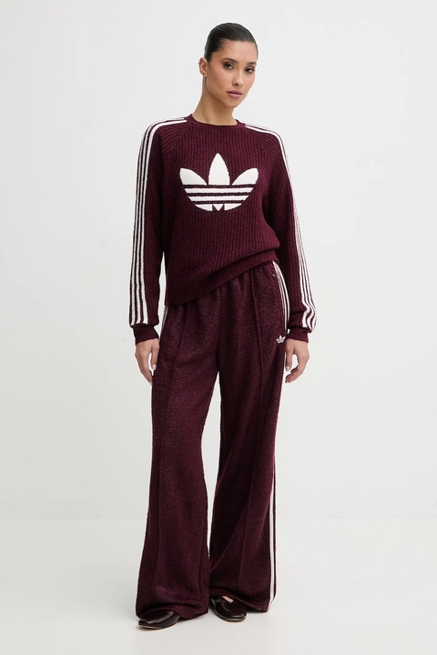 adidas Originals sweter z domieszką wełny damski kolor bordowy lekki KS7805 - zdjęcie produktu nr 2