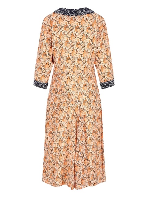 Prada floral-print V-neck midi dress - Orange - zdjęcie produktu nr 2