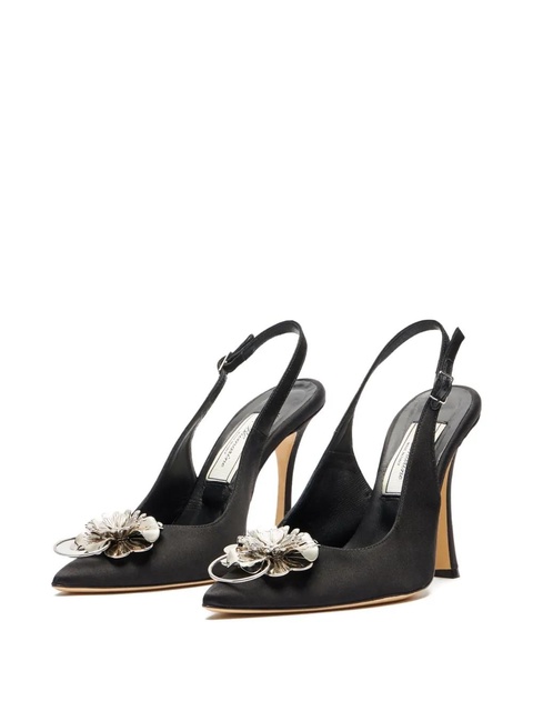 Blumarine flower-embellished slingback pumps - Black - zdjęcie produktu nr 2