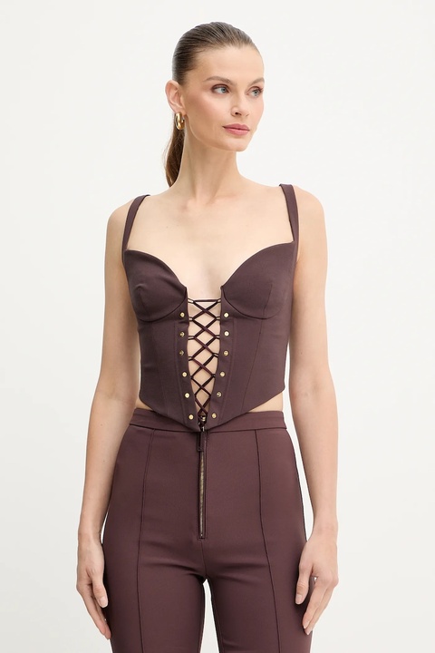 Elisabetta Franchi bluzka damska kolor fioletowy gładka TO04357E2 - zdjęcie produktu nr 1