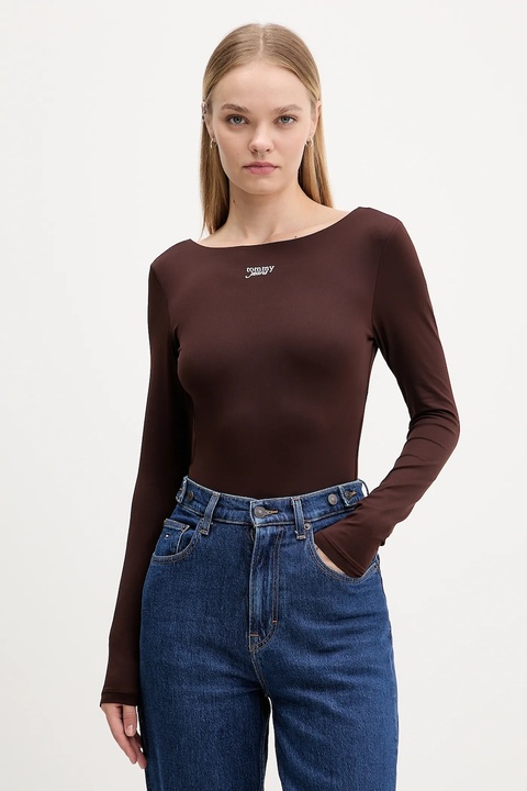 Tommy Jeans body kolor brązowy DW0DW21574 - zdjęcie produktu nr 1