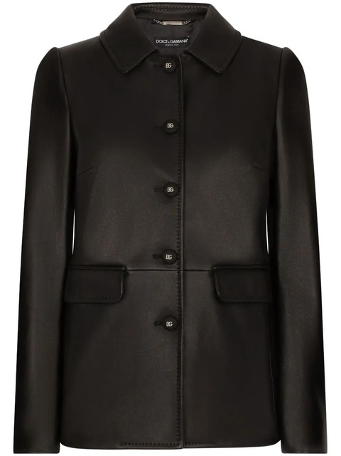 Dolce & Gabbana button-embossed leather jacket - Black - zdjęcie produktu nr 1