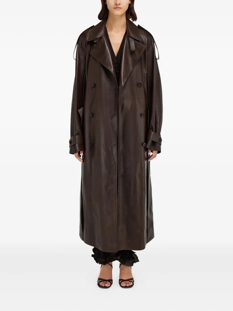 Ferragamo belted leather trench coat - Brown - zdjęcie produktu nr 2