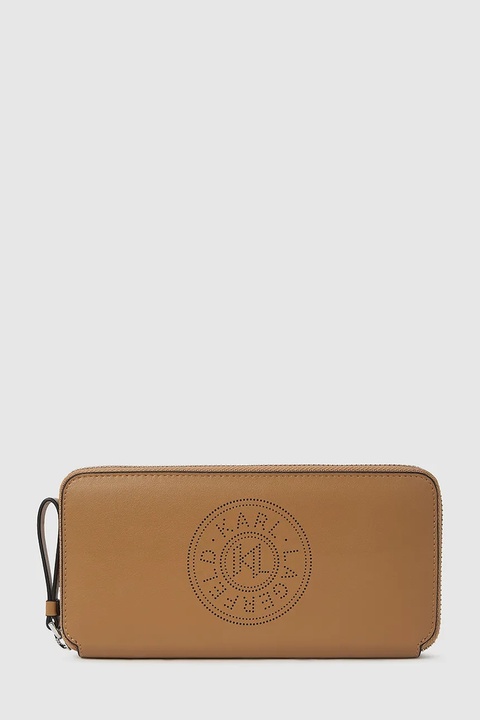 Karl Lagerfeld portfel skórzany K/CIRCLE damski kolor brązowy A2W32034 - zdjęcie produktu nr 1